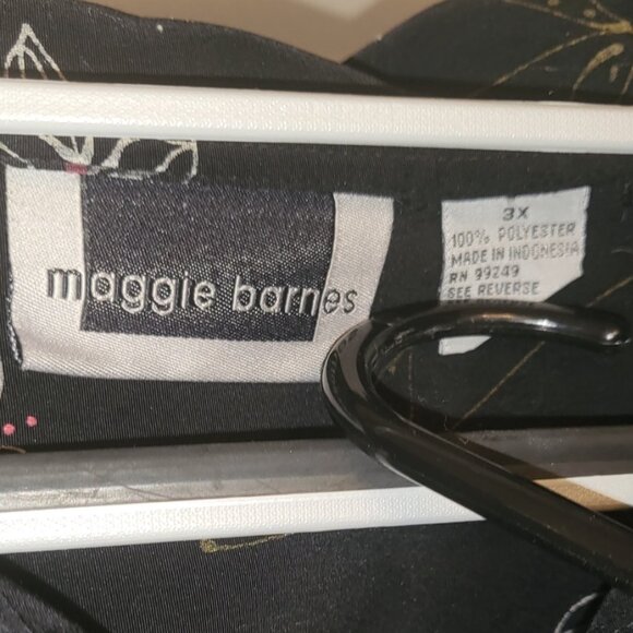 Maggie Barnes Blouse Long Sleeve Button Up Top Black Floral Plus Size 3X - Picture 6 of 13